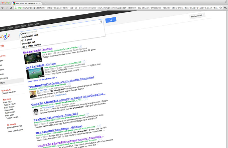 Google "Do a barrel roll!" - Interactive Design Archive